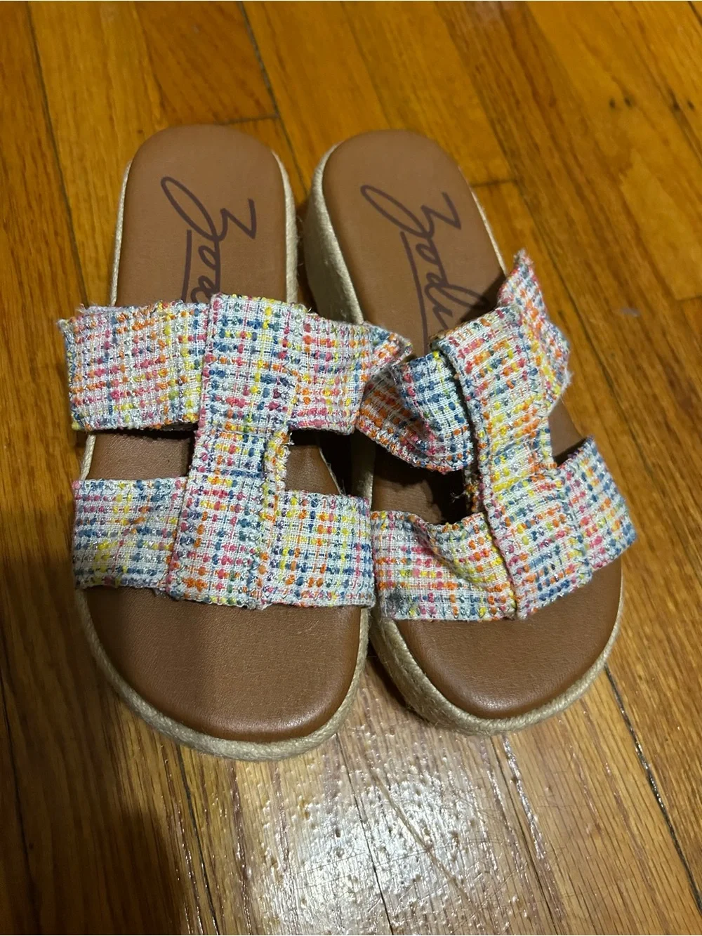Zodiac Women's Multicolor Tweed Espadrille Platform Wedge Sandals Size 6.5